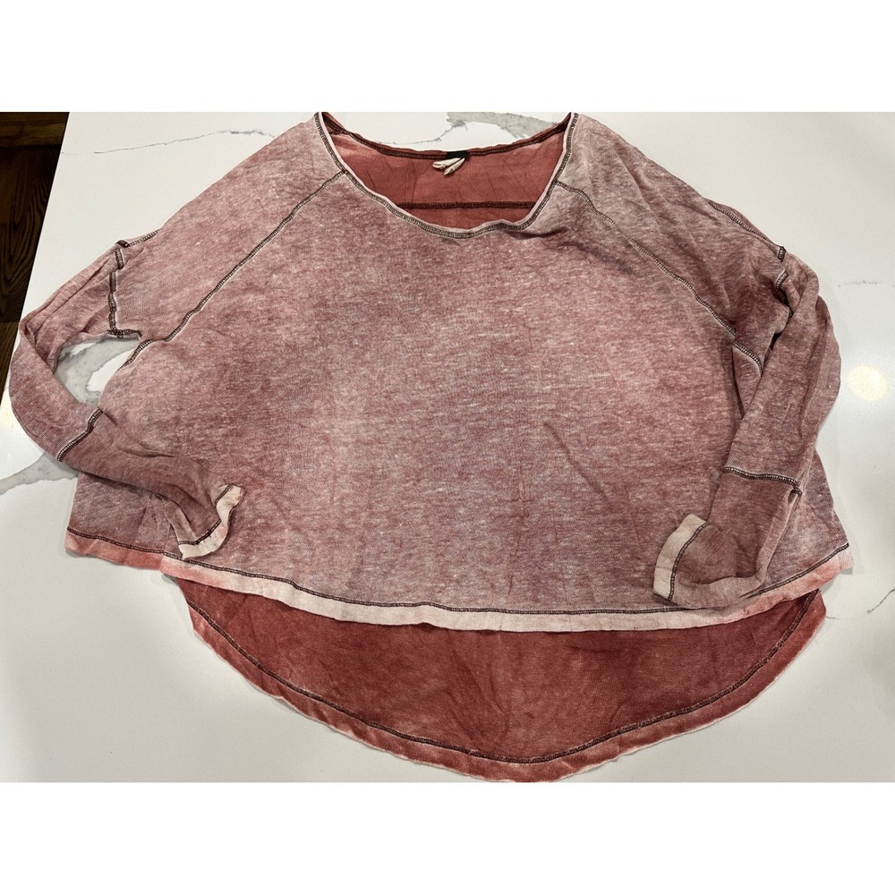 We The Free Free People Linen Blend Mineral Wash High Low Top Rose Small
